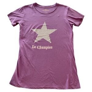 Le Lotus Bleu Purple T-Shirt With Swarovski Crystal Star Y2K Size Large